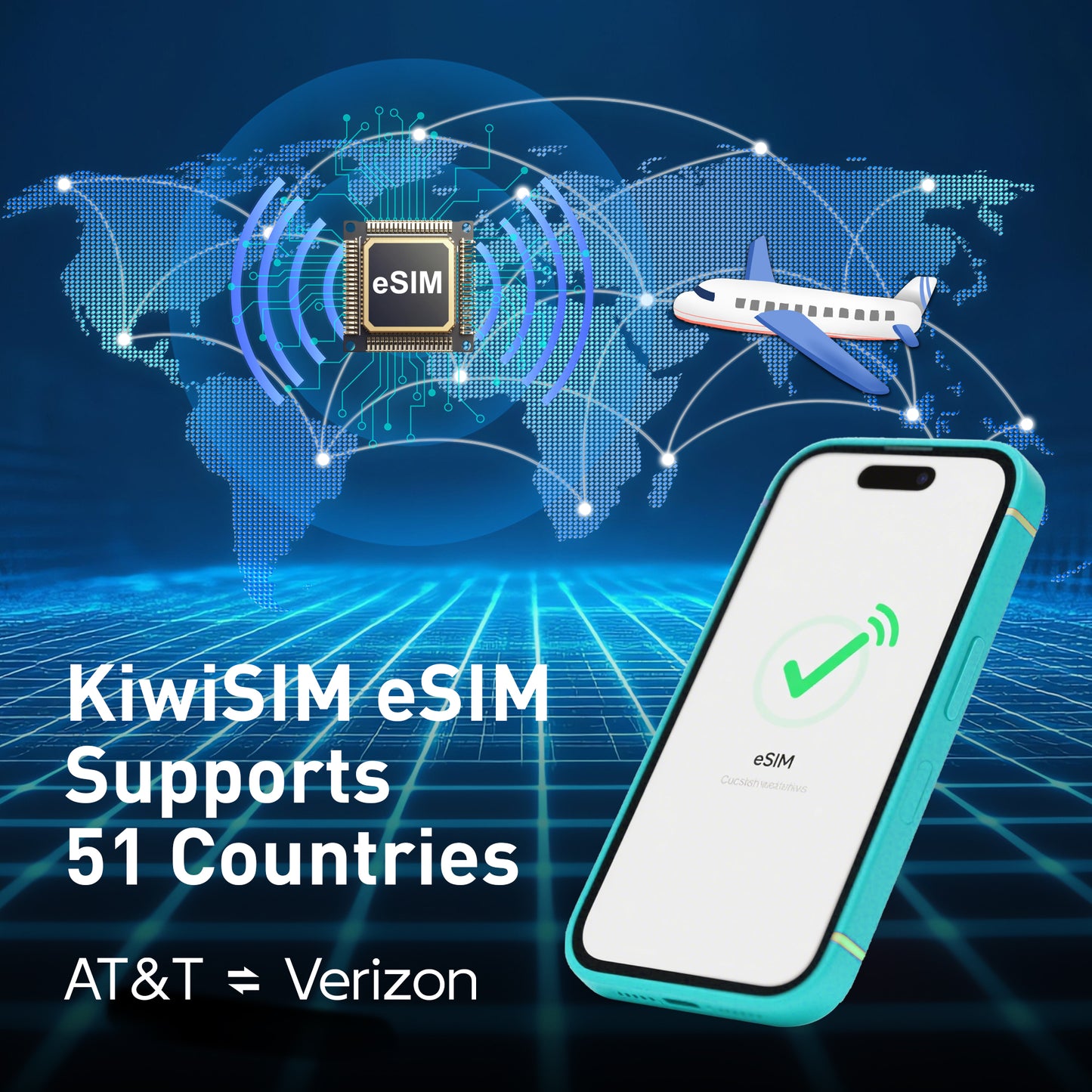 KiwiSIM eSIM|US, Europe & More 51 Countries|No Contract|Flexible Plans