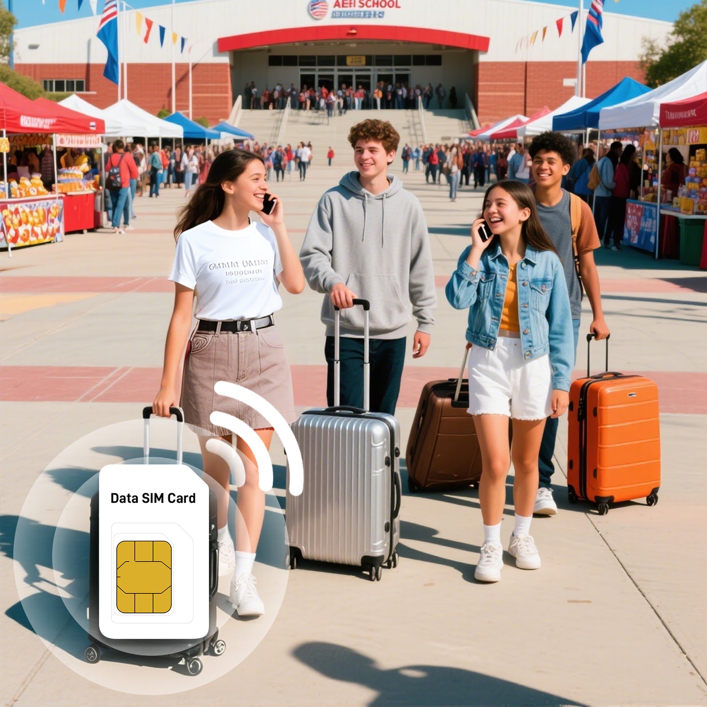 International Student SIM USA - No Monthly Fee, Tri-Network (ATT/TMO/VZ), Instant Connectivity for Family Calls
