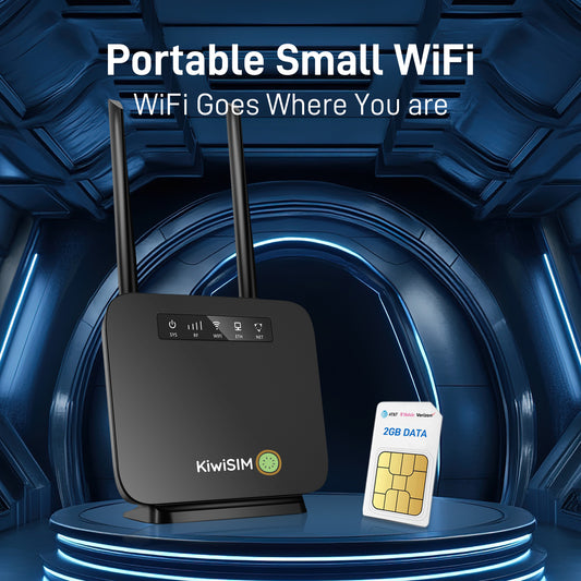 KiwiSIM 4G LTE WiFi Router with Sim Card, Portable Modem WiFi Router, 300Mbps WiFi, CAT4, Support AT&T and T-Mobile, 3000mAh Battery, Data SIM Card Included