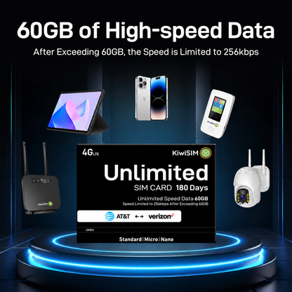 60GB 180-Day Unlimited Data 4G LTE SIM Card (USA) | High-Speed Allowance | Dual-Network