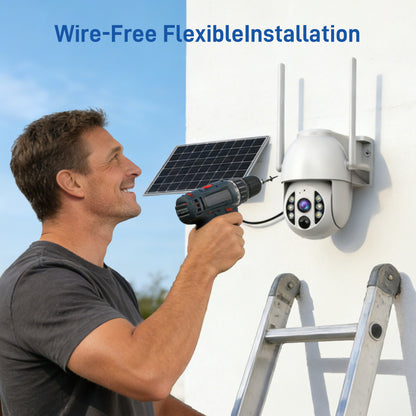 4G LTE 3K Security Cameras(5GB data included) | Wireless Solar Powered Security Camera Outdoor | IP66, HD Color Night Vision |  AI Triple Detection | 360° Auto Tracking | Smart Cameras for Home Securitym | No WiFi Required