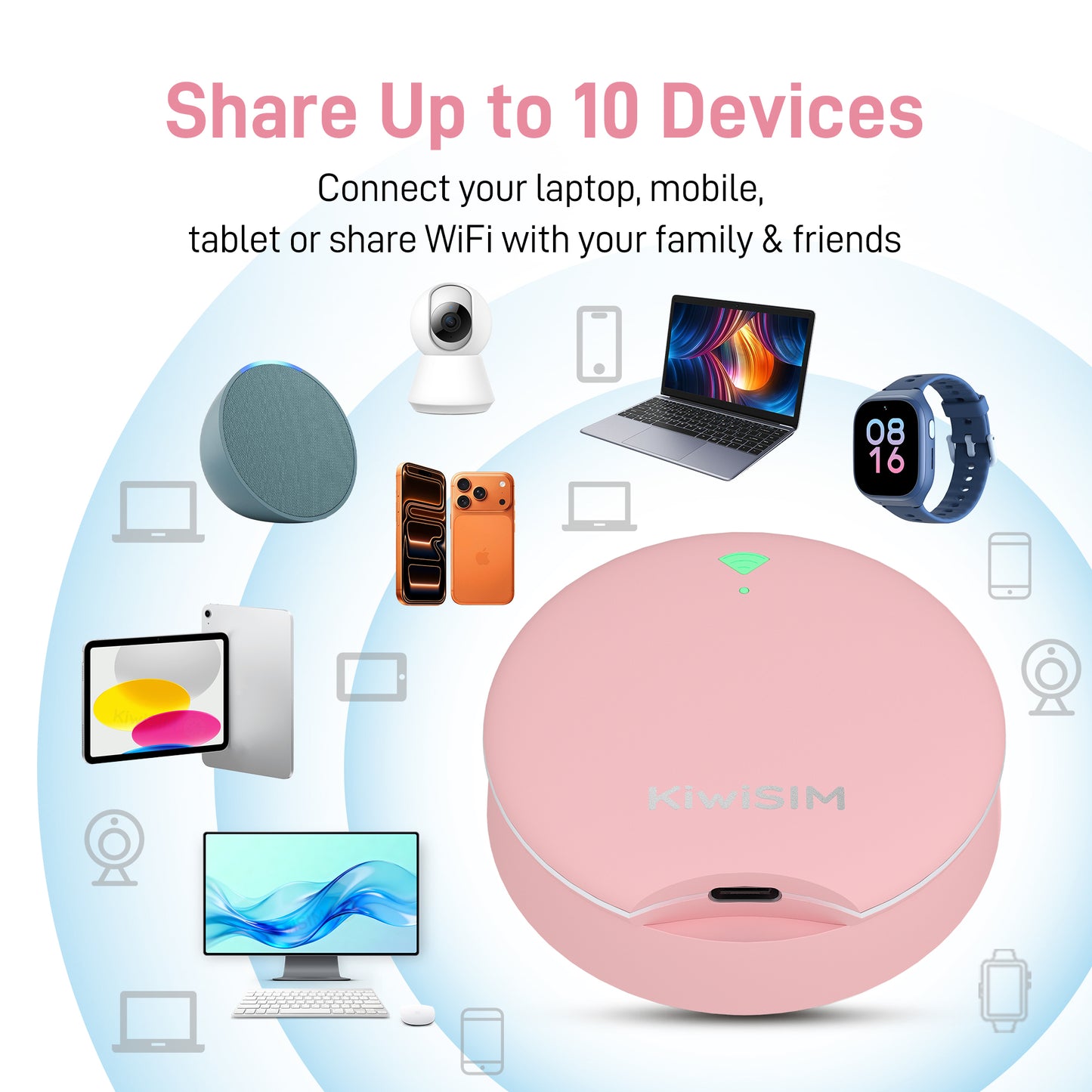 UFO WiFi Mobile Hotspot | USA WiFi Portable Router | Built-in SIM | Pink