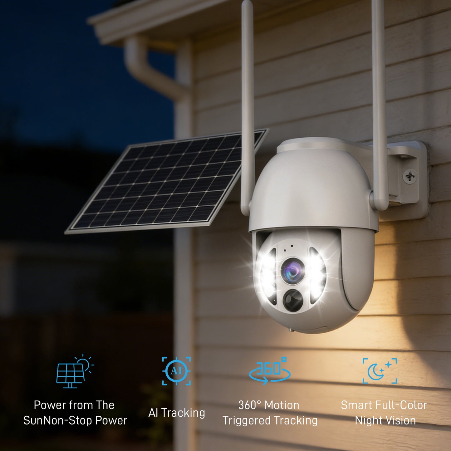 4G LTE 3K Security Cameras(5GB data included) | Wireless Solar Powered Security Camera Outdoor | IP66, HD Color Night Vision |  AI Triple Detection | 360° Auto Tracking | Smart Cameras for Home Securitym | No WiFi Required