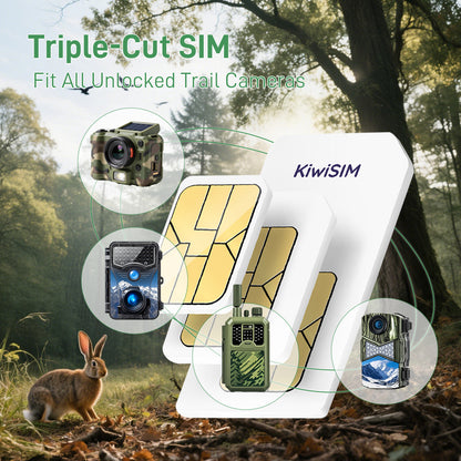 4G LTE Data SIM Card 50GB - 2 Years for Trail Camera & Security Camera, SIM Card for Wildlife Cameras, 3-in-1 SIM Kit with AT&T/T-Mobile/Verizon Coverage, No Contract & Auto Network Switching