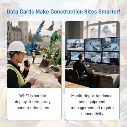 IoT Data SIM for Construction - No Monthly Fee, Tri-Network Coverage (ATT/T-Mobile/Verizon), Connect Management Tools/Time Tracking/Site Cameras