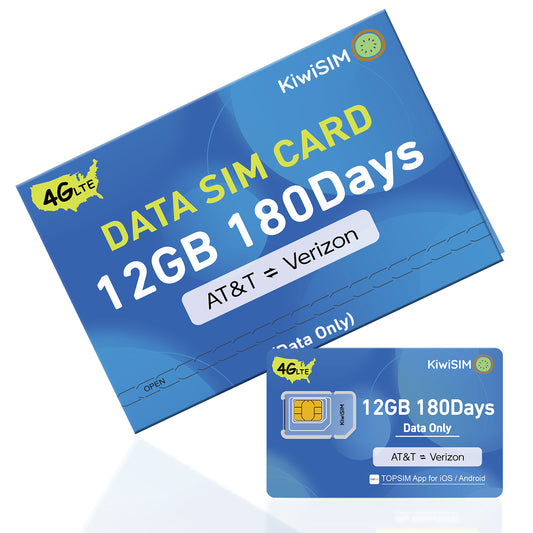 12GB 180 Days | Data Only SIM Card, Compatible with 4G Unlocked Devices